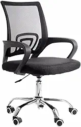 Cadeira de Escritório Secretária Base Cromada com Rodinha Fortt Roma Preta - CSF06-P