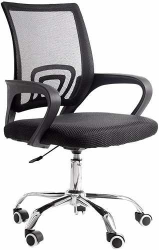 Cadeira de Escritório Secretária Base Cromada com Rodinha Fortt Roma Preta - CSF06-P