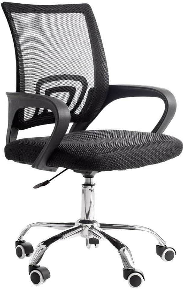 Cadeira de Escritório Secretária Base Cromada com Rodinha Fortt Roma Preta - CSF06-P