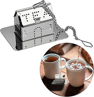 Cute Tea Infuser for Loose Tea,House Shaped Tea Strainer with Drip Tray,Stainless Steel Tea Diffuser,Tea Filter for Loose Leaf Tea,for Cups or Mugs with Handles