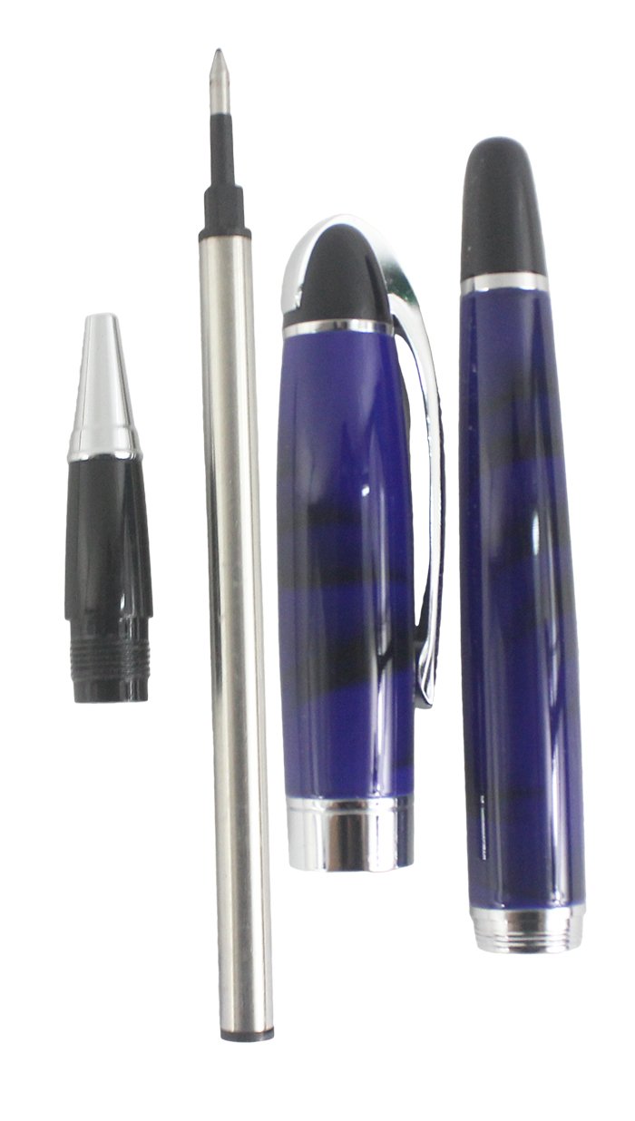 Abcsea Mittelstamm Füllfederhalter – Marmor-Muster, Edelstahl-Feder, Mit Ledertasche, Blau
