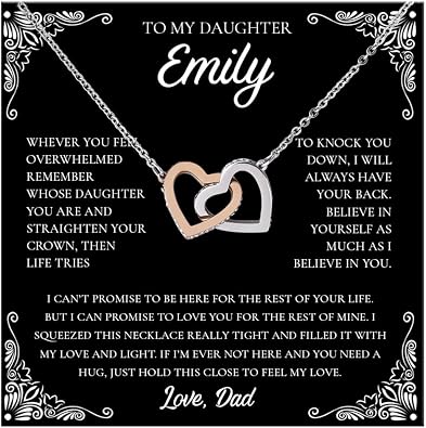 Daughter Necklace from Dad Daughter Necklace Custom Name Personalized Daughter Pendant Christmas Graduation Valentine Idea Gifts For Daughter Father Daughter Necklace Birthday Gifts for Girls Women