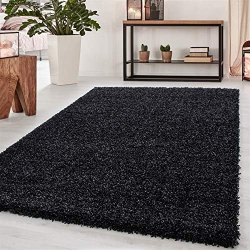 Abaseen Small Large Shaggy Modern Rug in 12 Different Colour and 4 Different Sizes (Dark grey, 160x230 cm )