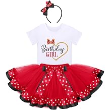 IBTOM CASTLE Toddler Birthday Girls Princess Party Outfit Polka Dots Top Shirts Tutu Skirt Set Ears Cake Smash