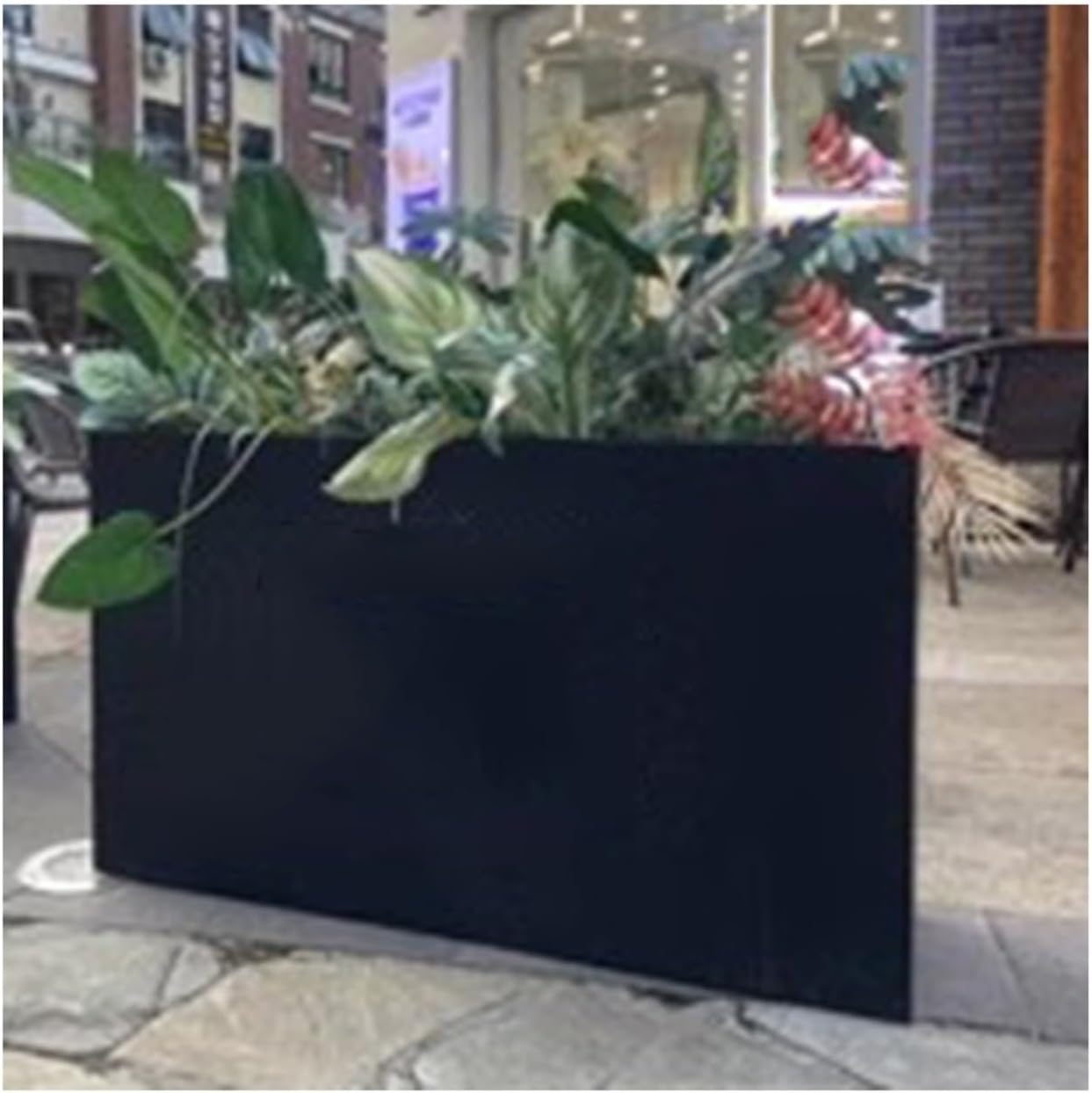 Garden Bench Outdoor Flower Box Bed Street Trough Fence Partition Square Tree Planter Box with Bench