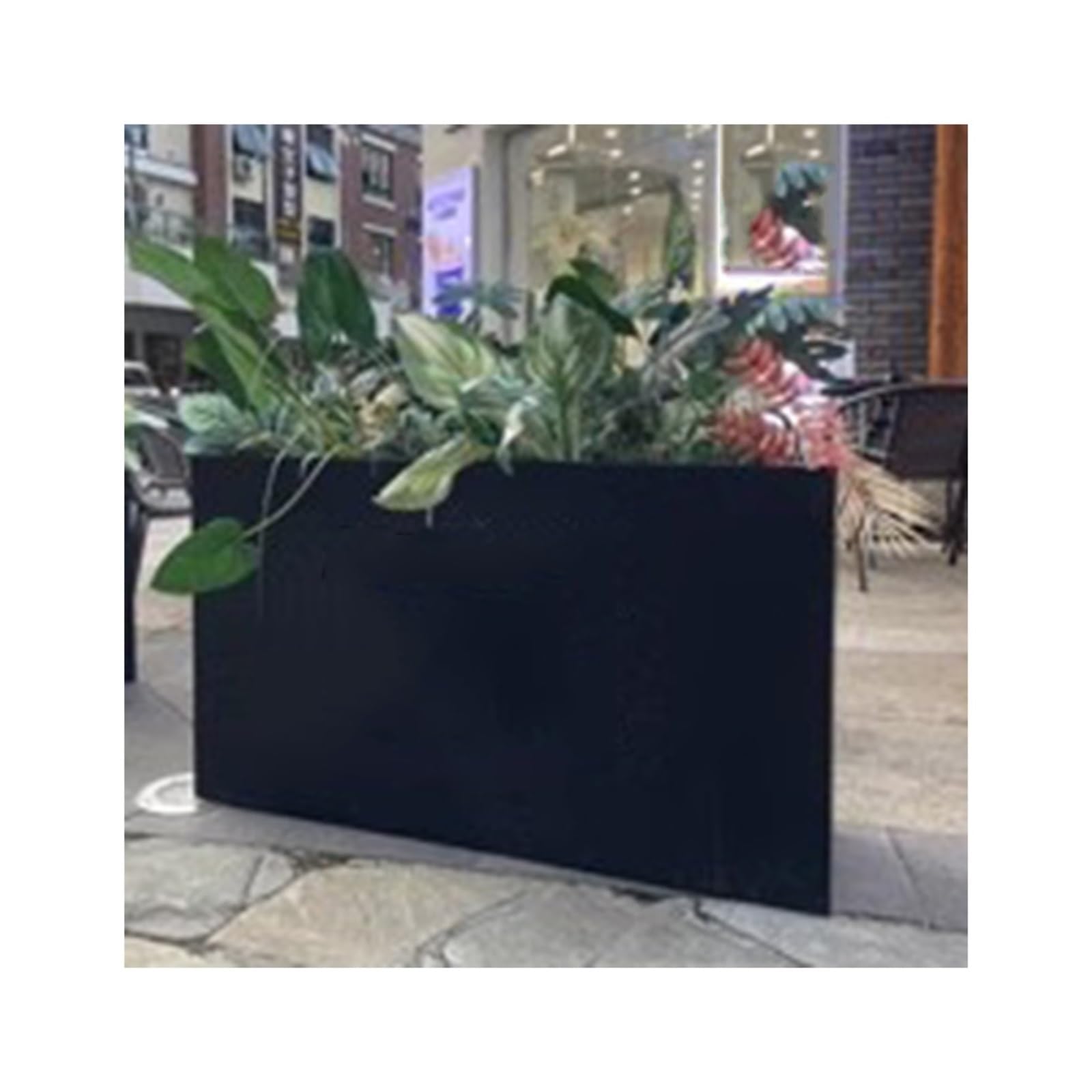 Flowerbox z ławką Zewnętrzna Skrzynka Na Kwiaty Kwietnik Uliczny Koryto Z Kwiatami Odsłonięta Skrzynka Na Nasiona Ogrodzenie Przegroda Kwadratowa Skrzynka Na Drzewo
