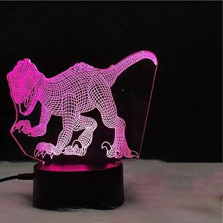 Luz de noche for bebé Decoración de dormitorio 3D Lámpara de ilusión Luz 3D Luz de noche de dinosaurio Luz LED táctil de siete colores Regalo creativo Lámpara de mesa pequeña Lámpara de dormitorio for