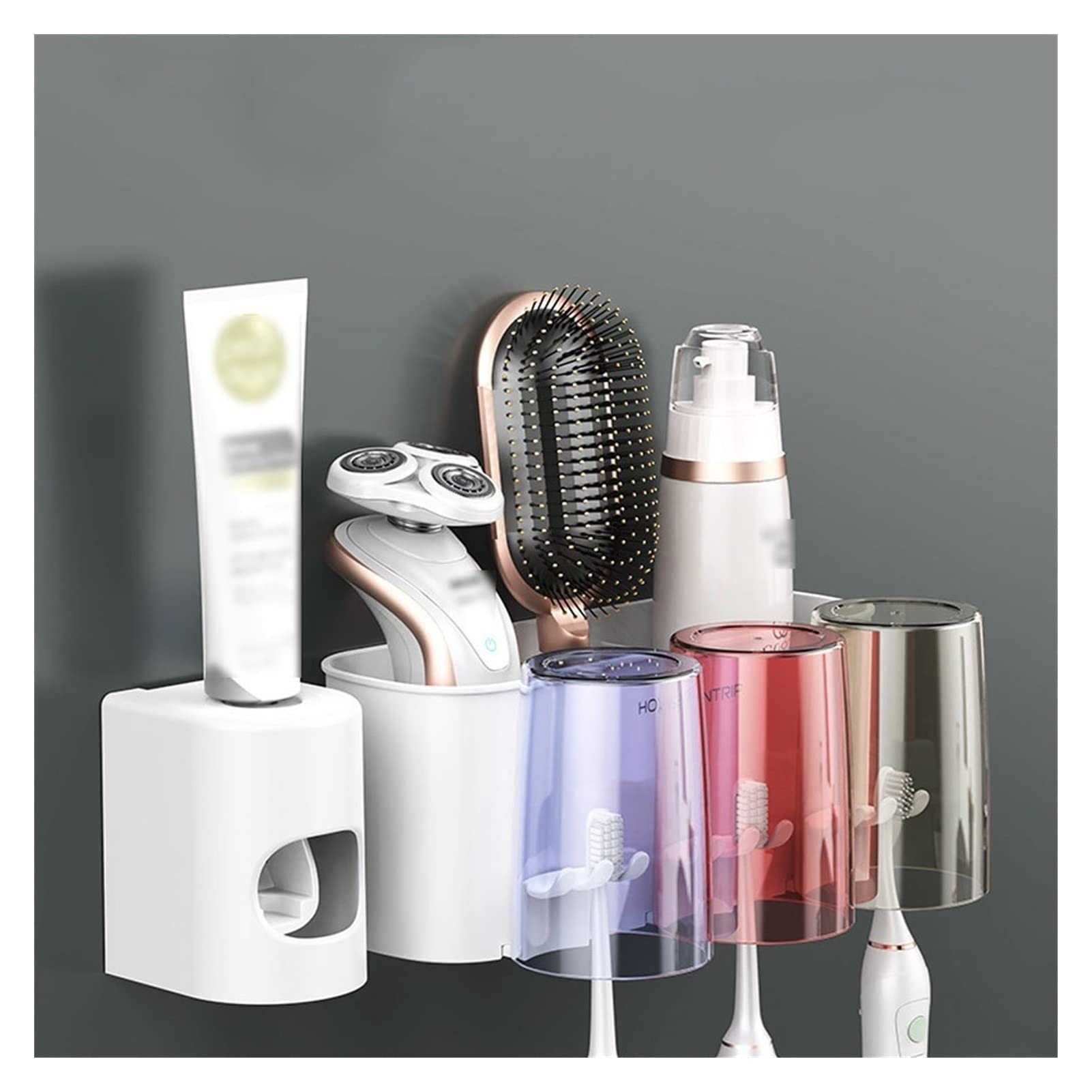 Estante para Cepillos de Dientes 2 Pezzi Porta dello spazzolino da Denti a Monte del Bagno con Bombetta for la spazzolatura della Tazza di spazzolatura del dentifricio Kit di spremitura(E)