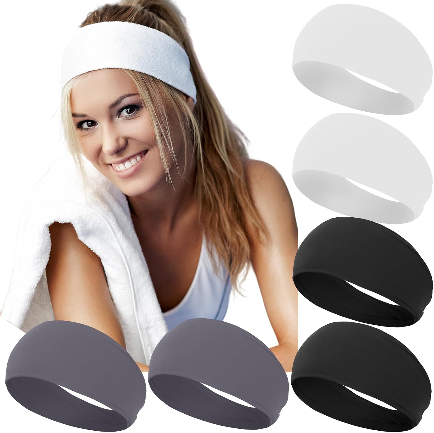 RITOPER Workout Headbands for Women, 3.9 Inch Wide Thick Stretchy Sports Sweatbands, Non Slip No Headache Buttery Soft Head Bands for Yoga, Running, Cycling, Fitness, Daily Use (Solid)