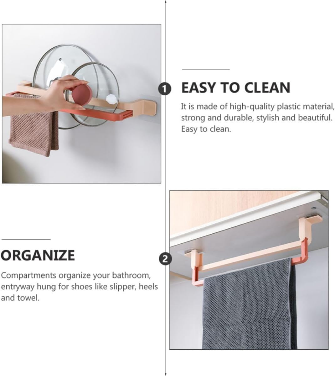 Bathroom Slippers Storage Shelf Wall Mounted No Drill Plastic Rack
