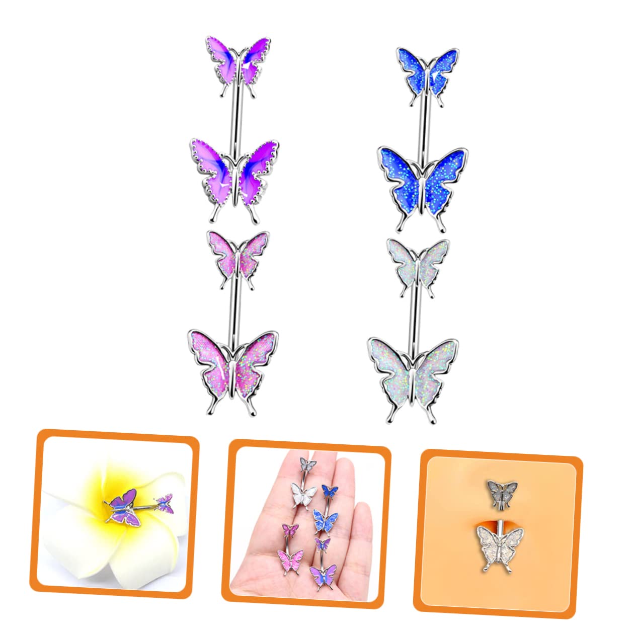 SOIMISS 12piezas Anillos De Ombligo Diseño De Para Mujeres y Niñas Joyería De Piercing De Cuerpo Morado