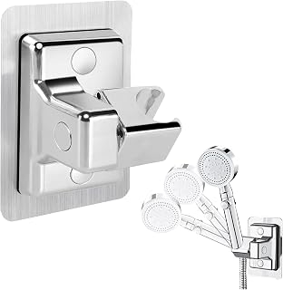 LightBeacon Soporte de Ducha de Mano Ajustable, Soporte para Rociador de Ducha sin Taladrar, Soporte de Ducha Universal para Ducha de Mano o Rociador, Plástico ABS, Plateado