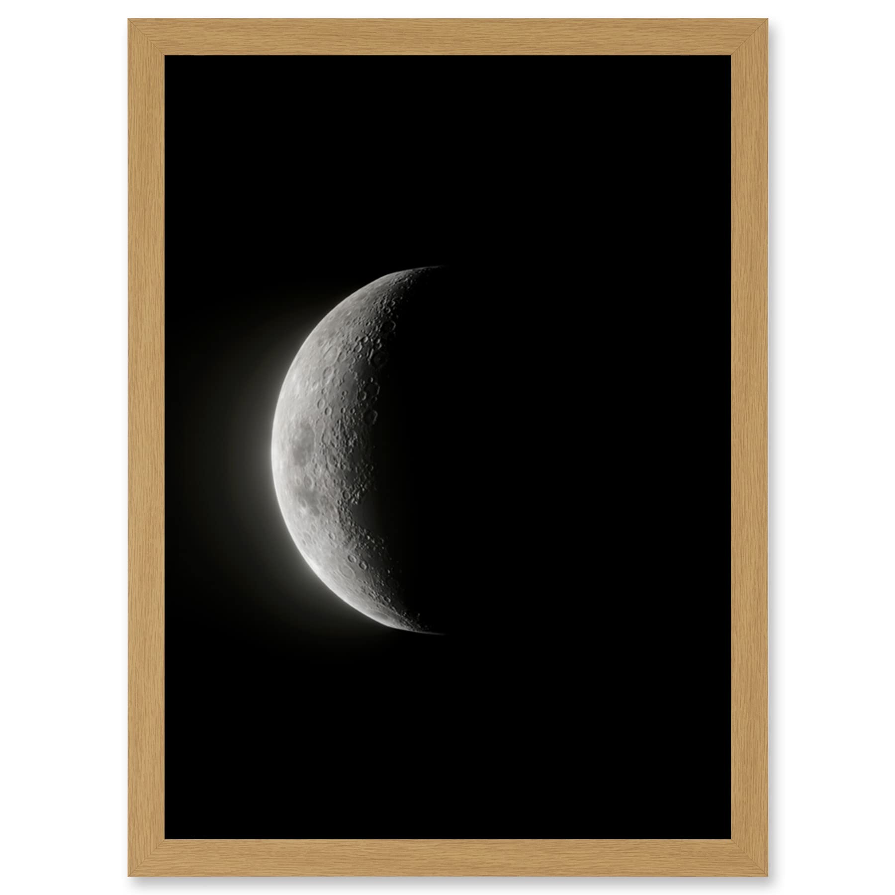 Artery8 Lunar Phases Moon Waning Crescent Space Astronomy Artwork Framed Wall Art Print A4