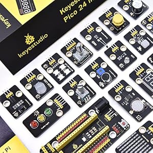 KEYESTUDIO 24 in 1 Sensors Starter Kit for Raspberry Pi Pico, Raspberry Pi Pico Kit with 36 Projects, Support…