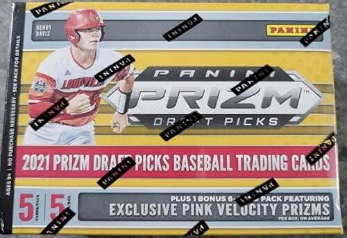 Miniatura 2 de 2021 Panini Prizm Draft Baseball Factory Sealed Blaster Box 5 Packs of 5 Cards plus 1 6-Card pack of Pink Velocity Prizms. Chase possible autographs