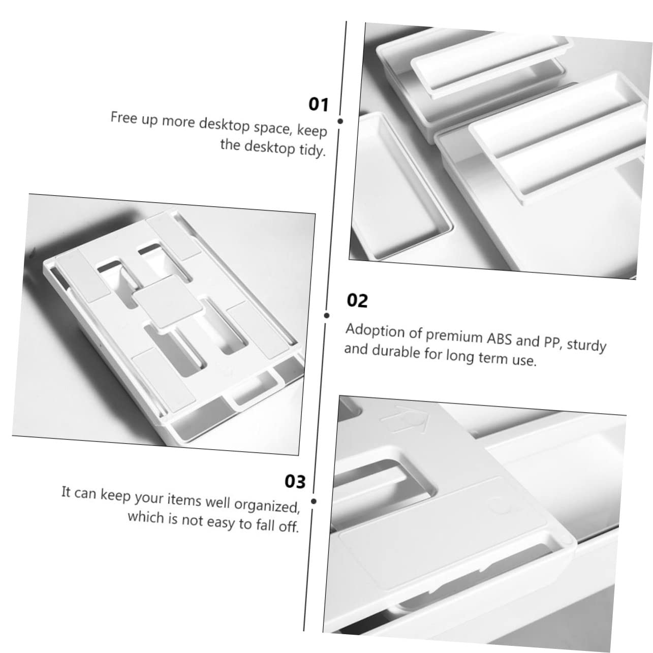 SHOWERORO 2piezas Caja Organizadora Adhesiva Bajo Escritorio Cajón Invisible Para Oficina y Hogar Almacenamiento Oculto Para Papelería y Utensilios Fácil Instalación y Ahorro De Espacio