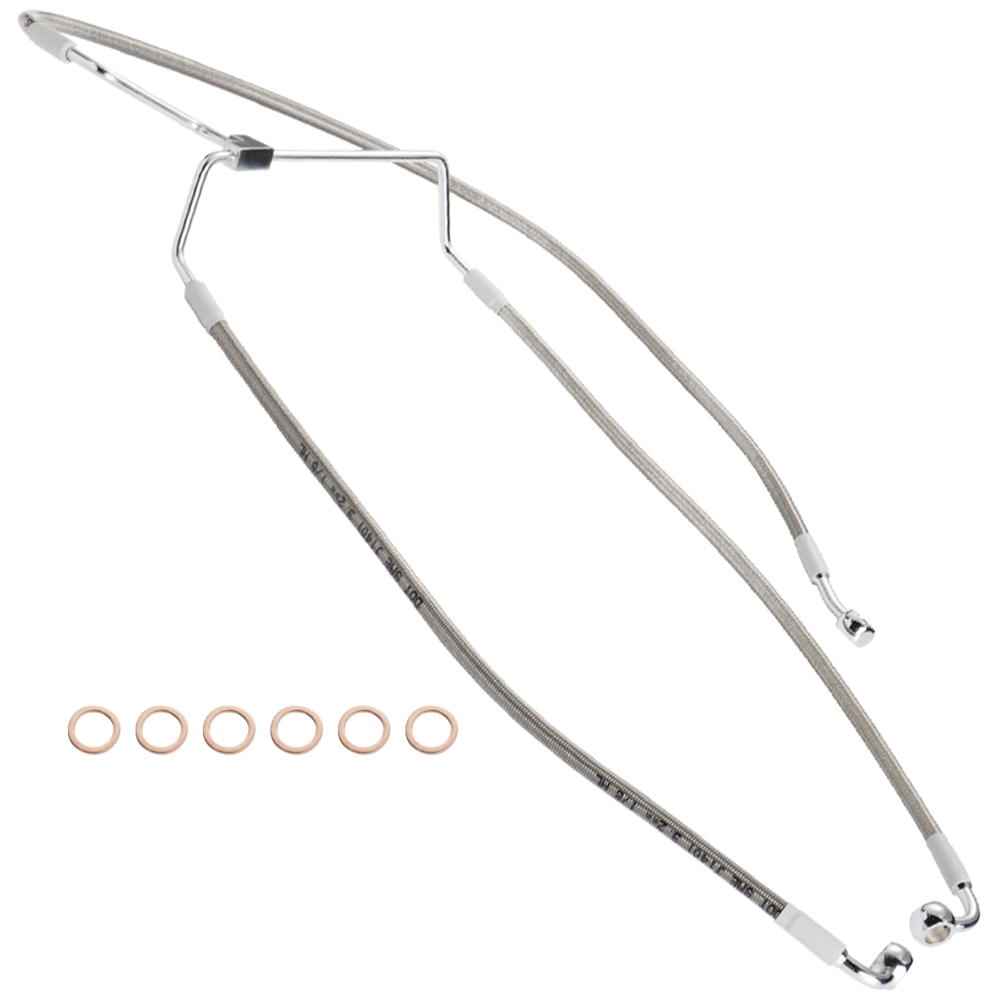 Front Brake Line 16" Handlebars Extension Brake Cable NO ABS for Harley 2014-2023 Touring Road King/Road Glide/Street Glide/Electra Glide Models, +6" Extended, Stainless Steel Braided, Chrome