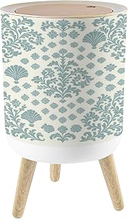 Small Trash Can with Lid Motifs African boho paisley Floral Ikat embroidery border Ethnic ikat 1.8 Gallon/7L Garbage Can Waste Bin with Press Top Lid Legs Waste Basket for Bathroom Kitchen Bedroom