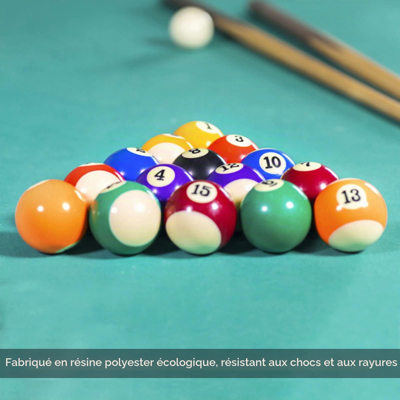 Boule de Billard pour Enfants 16 Pièces 38 mm Mini Boules de Billard en Résine avec Boules Numérotées pour Jeux de Fête pour Enfants à La Maison