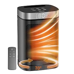Space Heater Portable PTC Ceramic Heater for Indoor Use 1-12H Timer Remote Control 70 Oscillation Overheat Tip-Over Protection