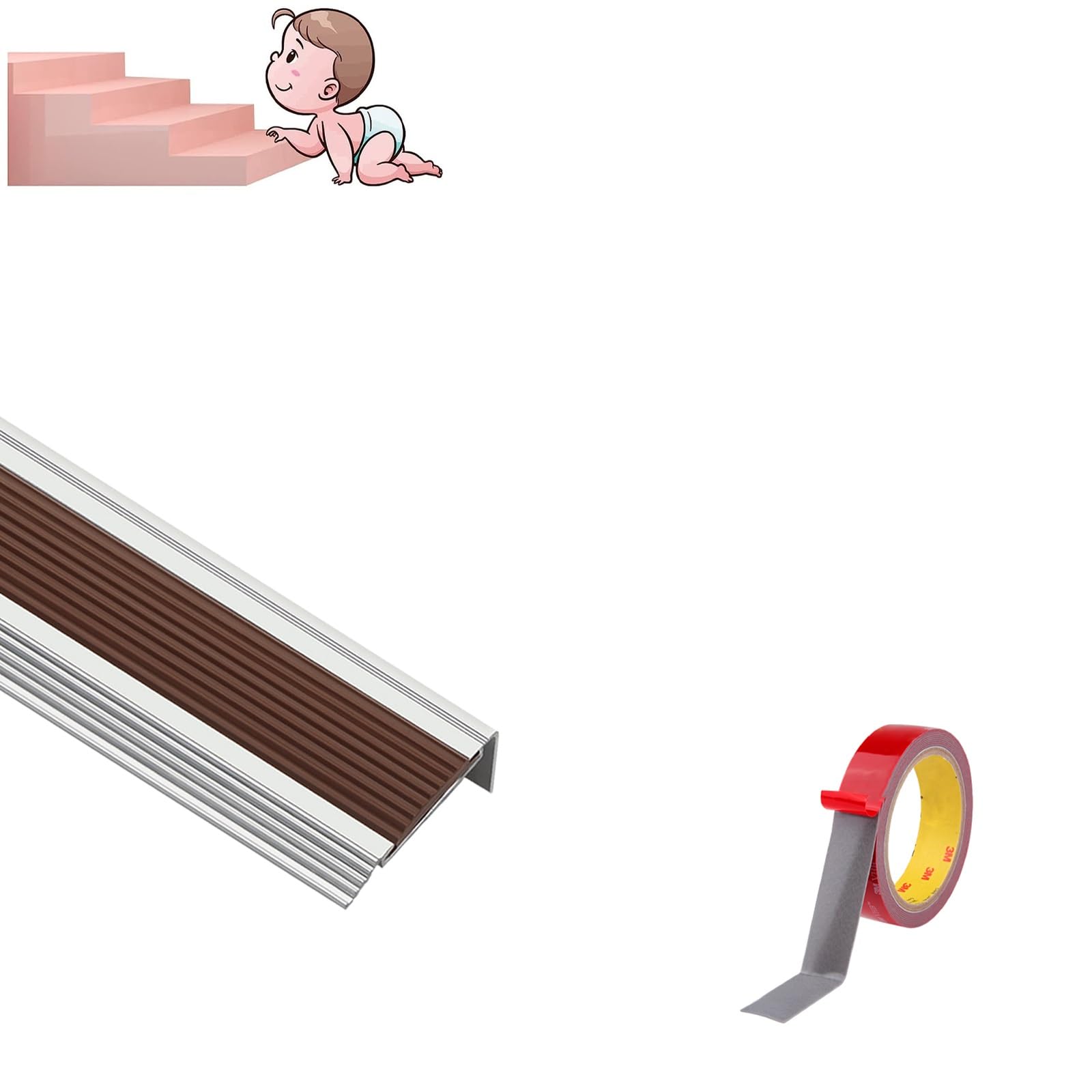 Tiras Antideslizantes para Peldaños, Tipo L Tira Del Piso Tira Impermeable, Aluminio Alluminio Tira Antideslizante, Doble Antideslizante, Fácil Instalación, Apto para Hoteles Y Hospitales ( Color : D