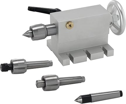 CNCTOPBAOS 65mm Lathe Center Morse Taper 2 Live Center Movable MT2 Tailstock with 4pcs Replaceable Heads For CNC 4h Axis Engraving Machine Woodworking