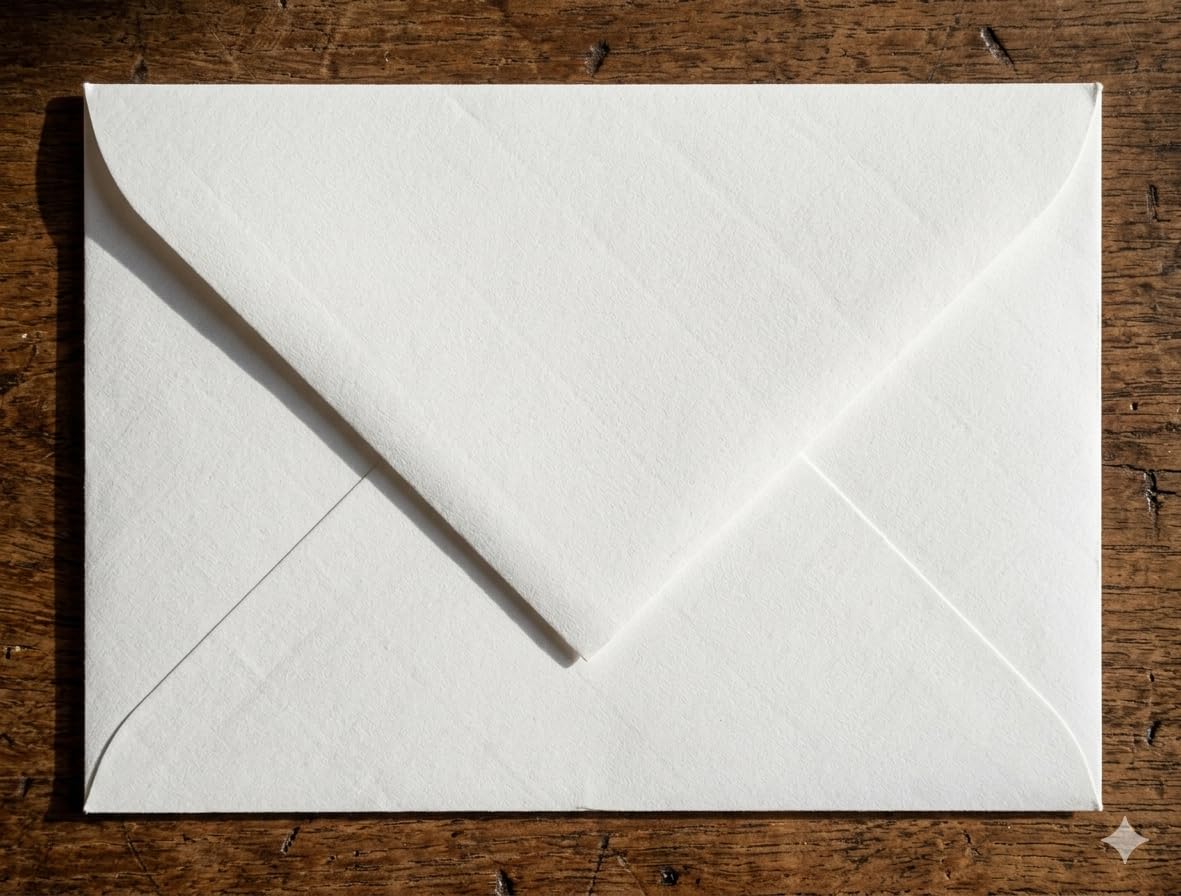 Sobre Boda Clásico, 25 Unidades, 150gr Grueso, 22,5x16,5cm, Verjurado Blanco (Blanco Natural), Sin Engomar, Sin Marca de Agua