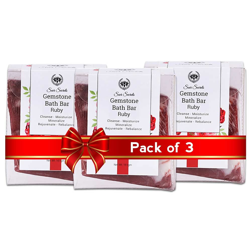 Seer Secrets100% Natural Luxury Handmade Gemstone Ruby Bath Bar | Made with Organic Ingredients | Bath Soap Free From Paraben, Sulphate & Chemicals Pack of 3-161 * 3 gm