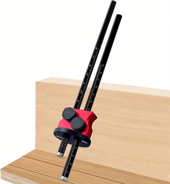 Double Head Wheel Marking Gauge Aluminum Parallel Line Drawing Tool Woodworking Marking Scriber Ruler w/Graduated Inch&MM Scale (Double Head)