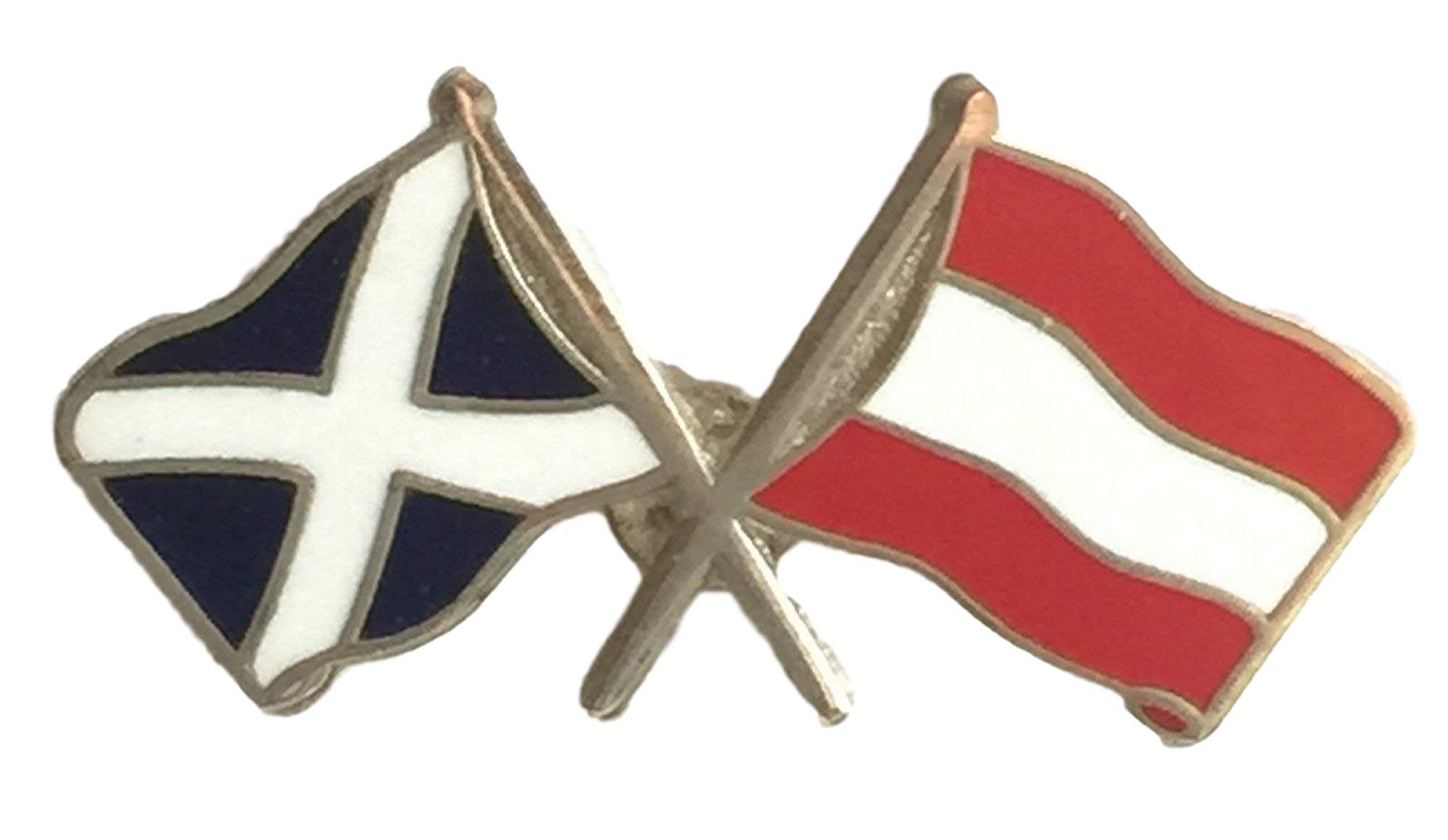 SCOTLAND & AUSTRIA DOUBLE FLAGS ENAMEL LAPEL BADGE