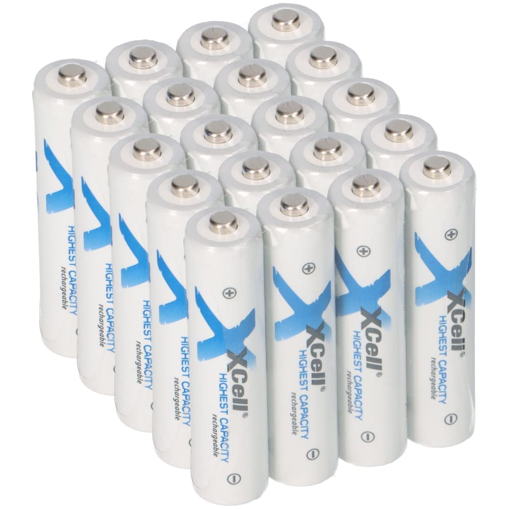 20 batterie tipo 1150 mAh, 1,2 V, NiMH Micro AAA, ricaricabili ad alta capacità, bassa autoscarica, ideali per flash, controller Wii e Xbox (20 x AAA)