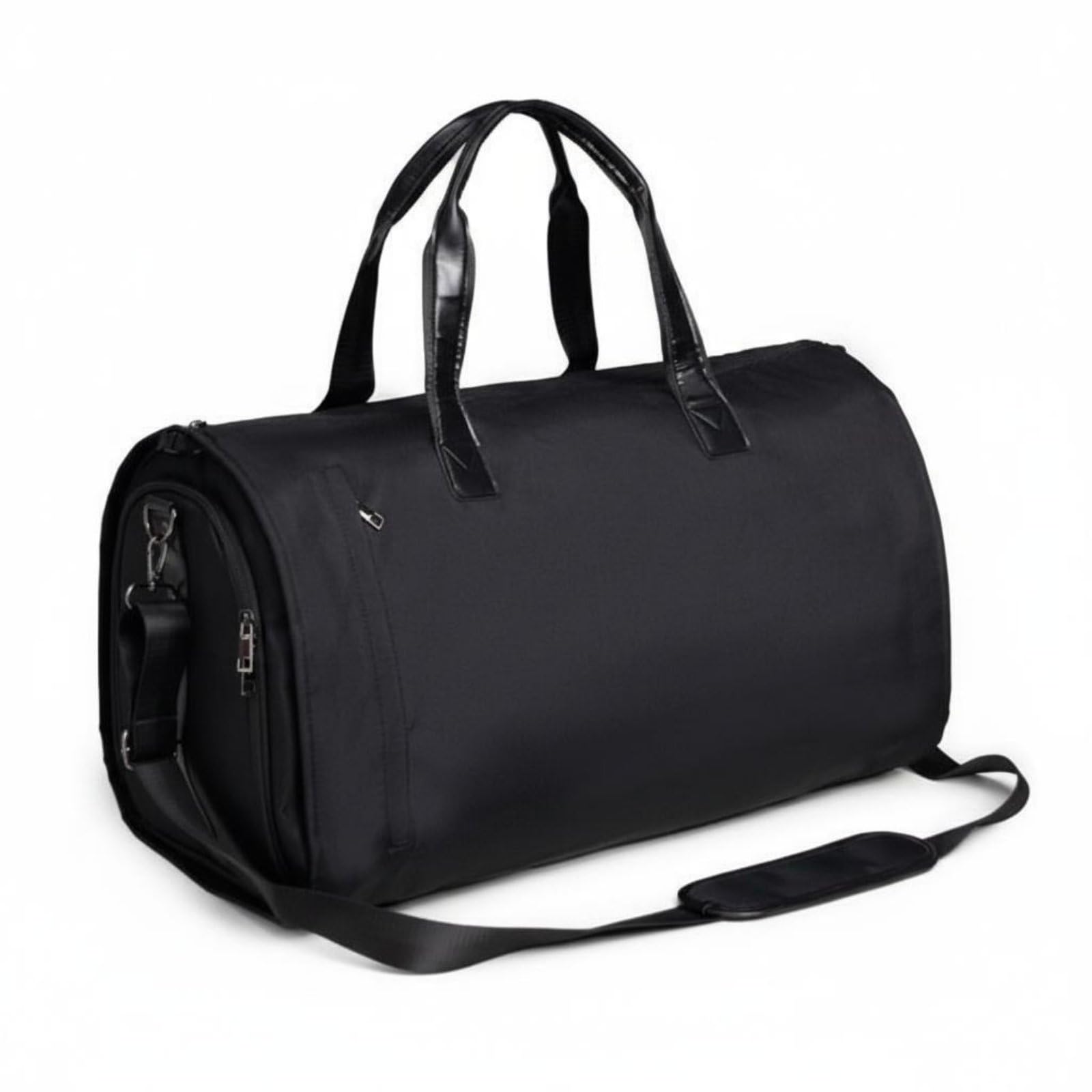 Borsa da Viaggio Borsone Valigia Portaabiti Sacca Trasporto con Scomparto Scarpe in Tessuto Impermeabile per Abiti Senza Pieghe Adatta a Uomini Week End, Tessuto Nero
