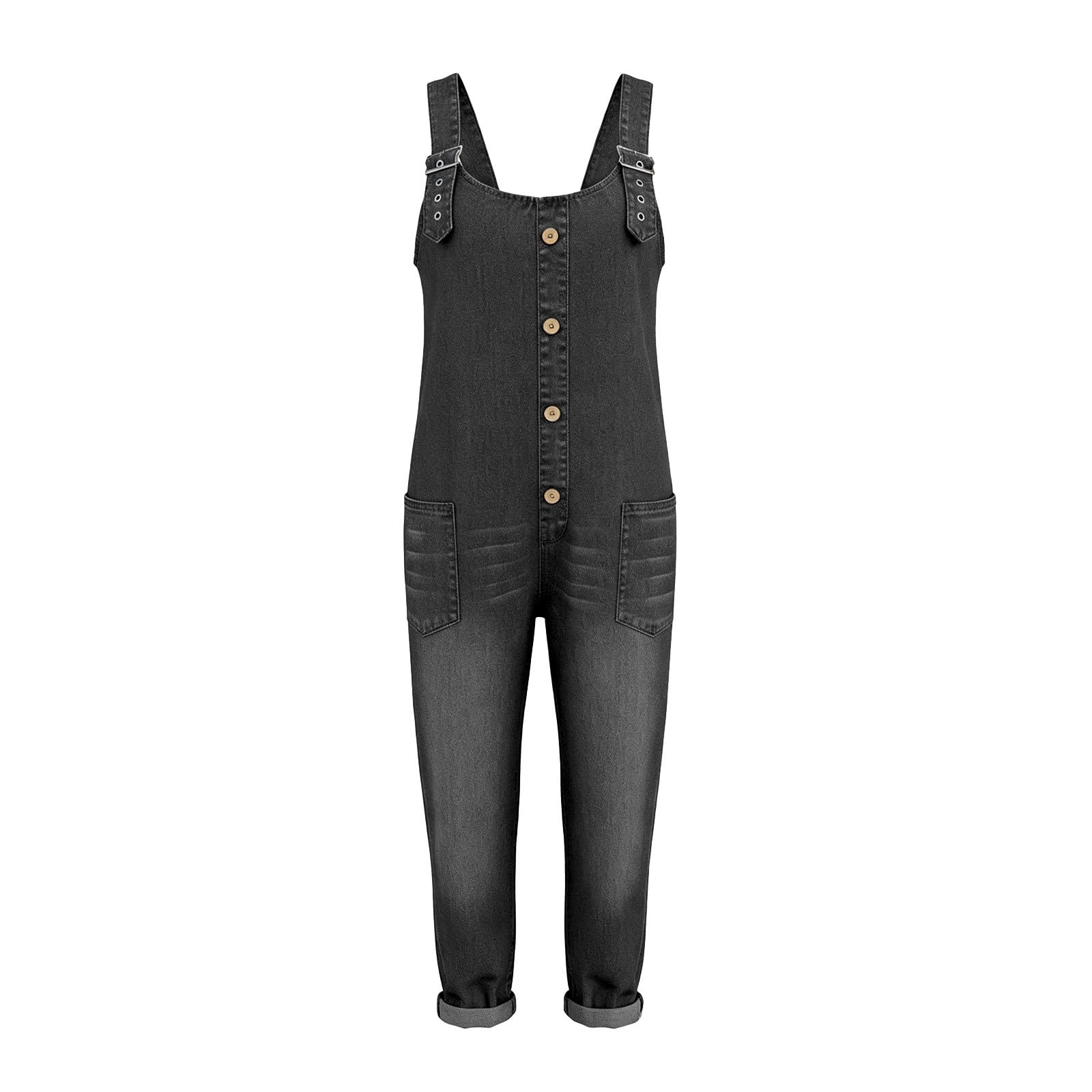 Generisch Peto para mujer, pantalones vaqueros holgados, mono con tirantes ajustables, pantalones ajustados, pantalones vaqueros con entrepierna profunda, pantalones vaqueros con aspecto desgastado
