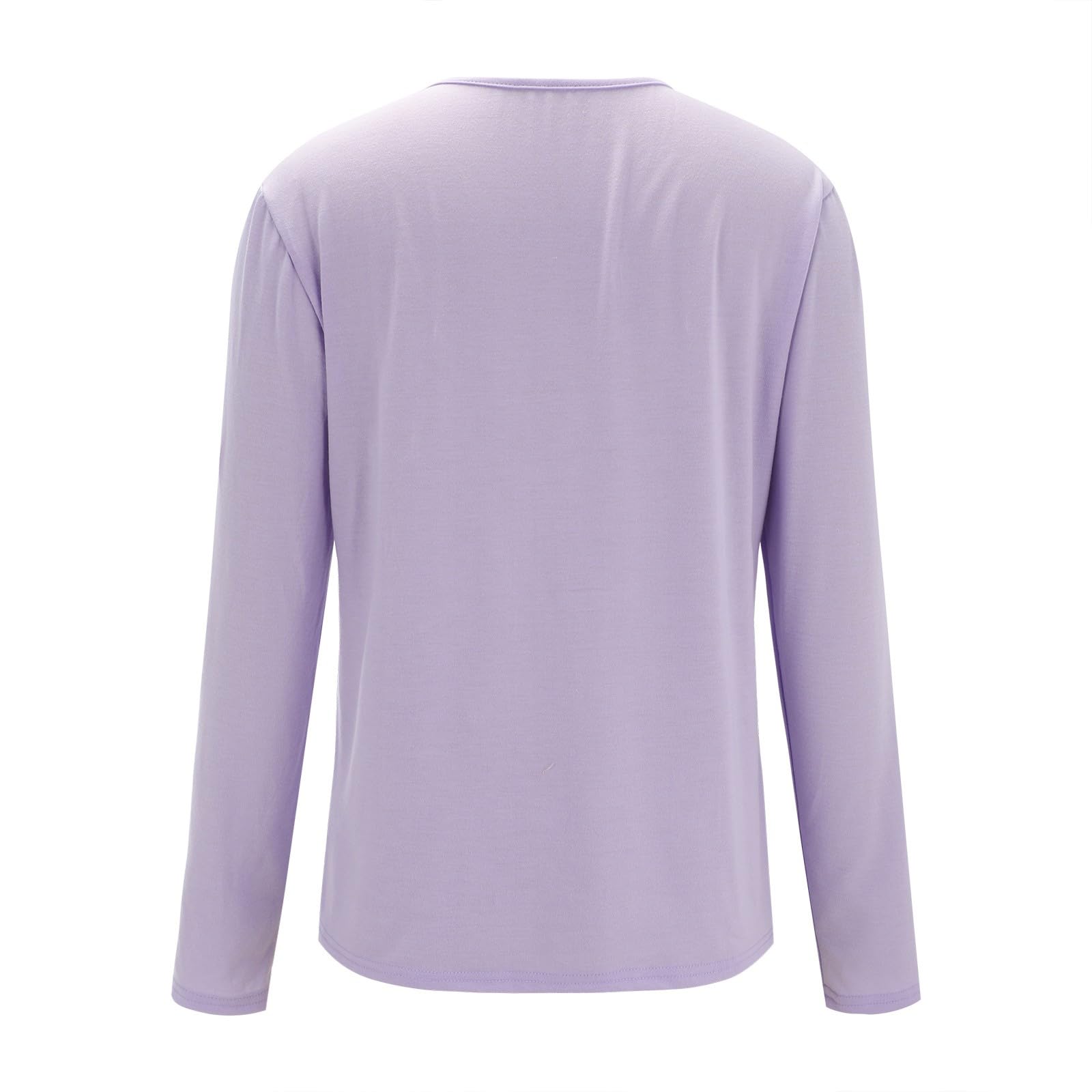 Generisch Pijama largo a cuadros para mujer, cuello redondo, otoño e invierno, pijama de tallas grandes, monocolor, traje holgado, ligero, ropa de salón, ropa de casa, traje de ocio ancho con arco