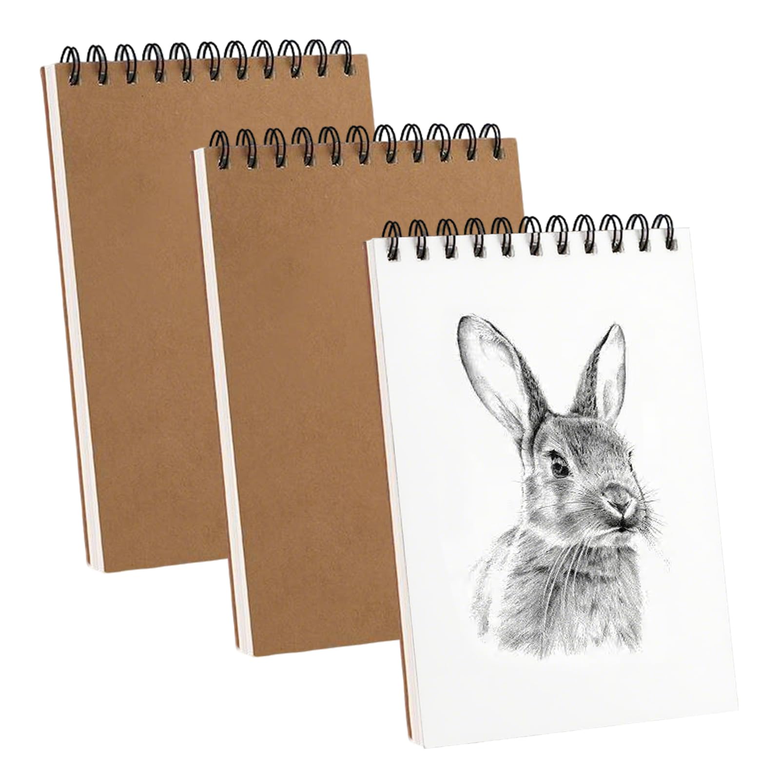 DOETYD 3 Pack Sketch Book A5 Drawing Pad,Spiral Bound Sketchbook,Acid-Free Sketchbook for Artists–60 Pages (30 Sheets Each) Ideal for Painting,Memos,Graffiti & Drawing Paper,Premium Art Book