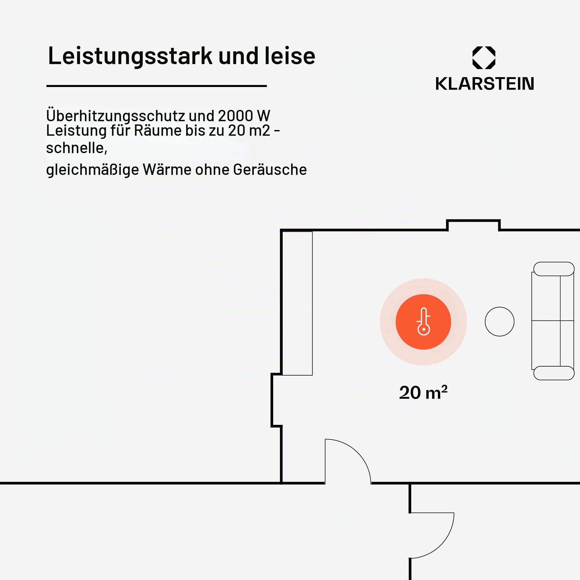 Klarstein Elektroheizung, Konvektor-Heizung mit Bodenrollen, Mobile Elektroheizung Energiesparend, Leise Heizung Elektrisch, Standgerät Heizkörper Elektrisch mit Thermostat & App-Steuerung, 2000 W