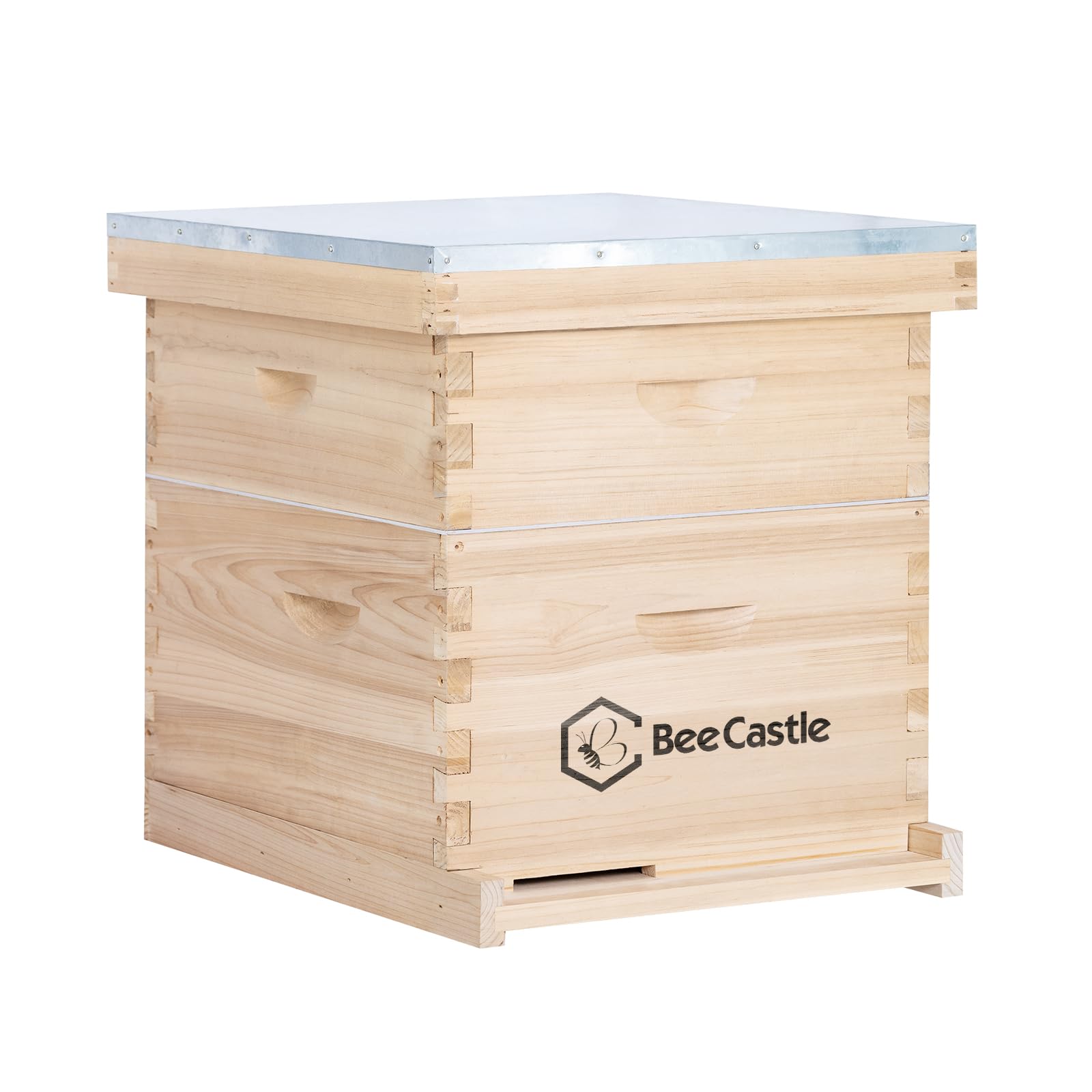 BeeCastle 10 Frame Langstroth Bee Hive, Beehive Starter Kit for Beginners with Beehive Frames and Waxed Foundation (1 Deep Box & 1 Medium Box)