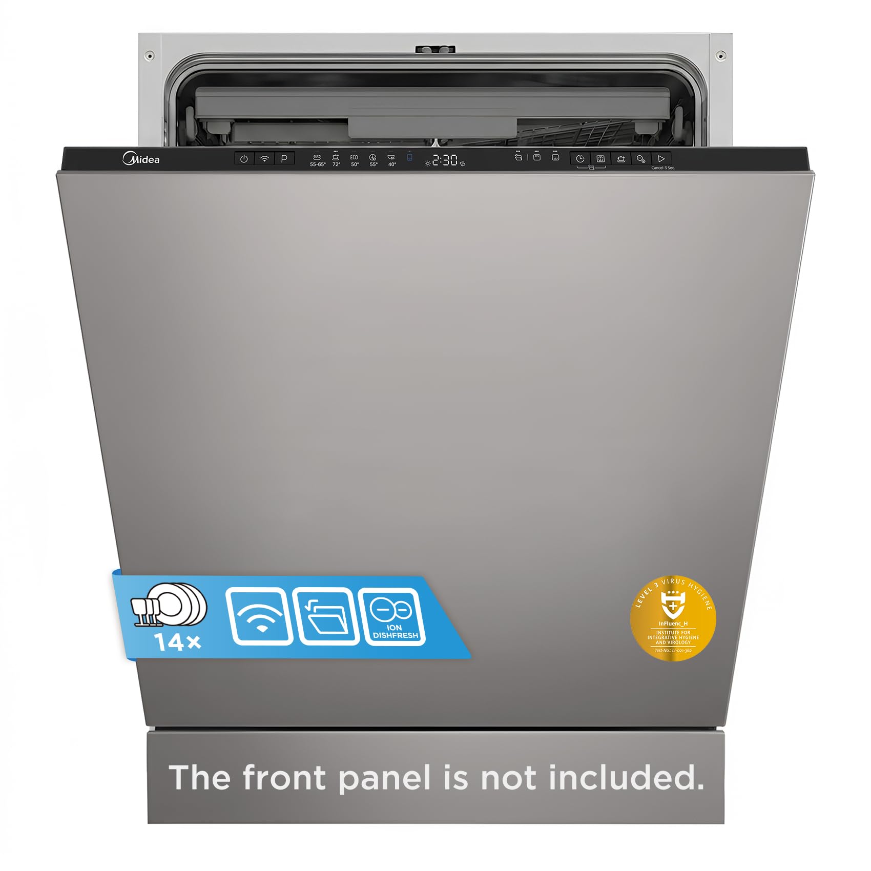 Midea Fully Integrated Dishwasher with 14 Place Settings, Wi-Fi Connected, 60 cm Width, 44dB Silence, Speed Wash & Power Wash-MDWEB1403M(B) [Energy Class C]