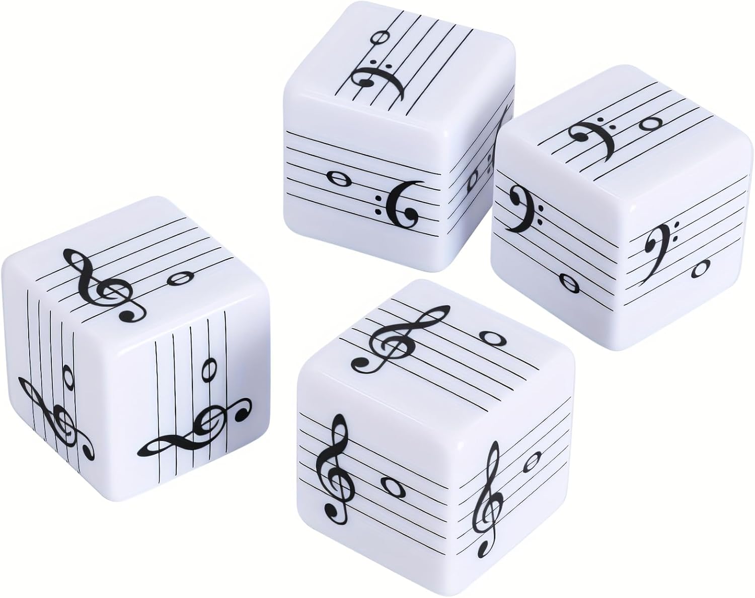 6Pcs Fun Five-Line Staff Music Note Dice, Large 25mm Music Theory Dice, Includes 36 Beginner-Level Staff Patterns for Theory Learning