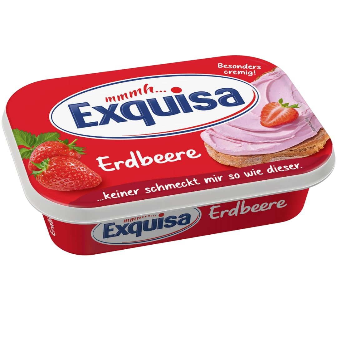 EXQU Frischkäse mit Erdbeergeschmack – 200 g | Cremiger Brotaufstrich, kalorienarm, 6 Er