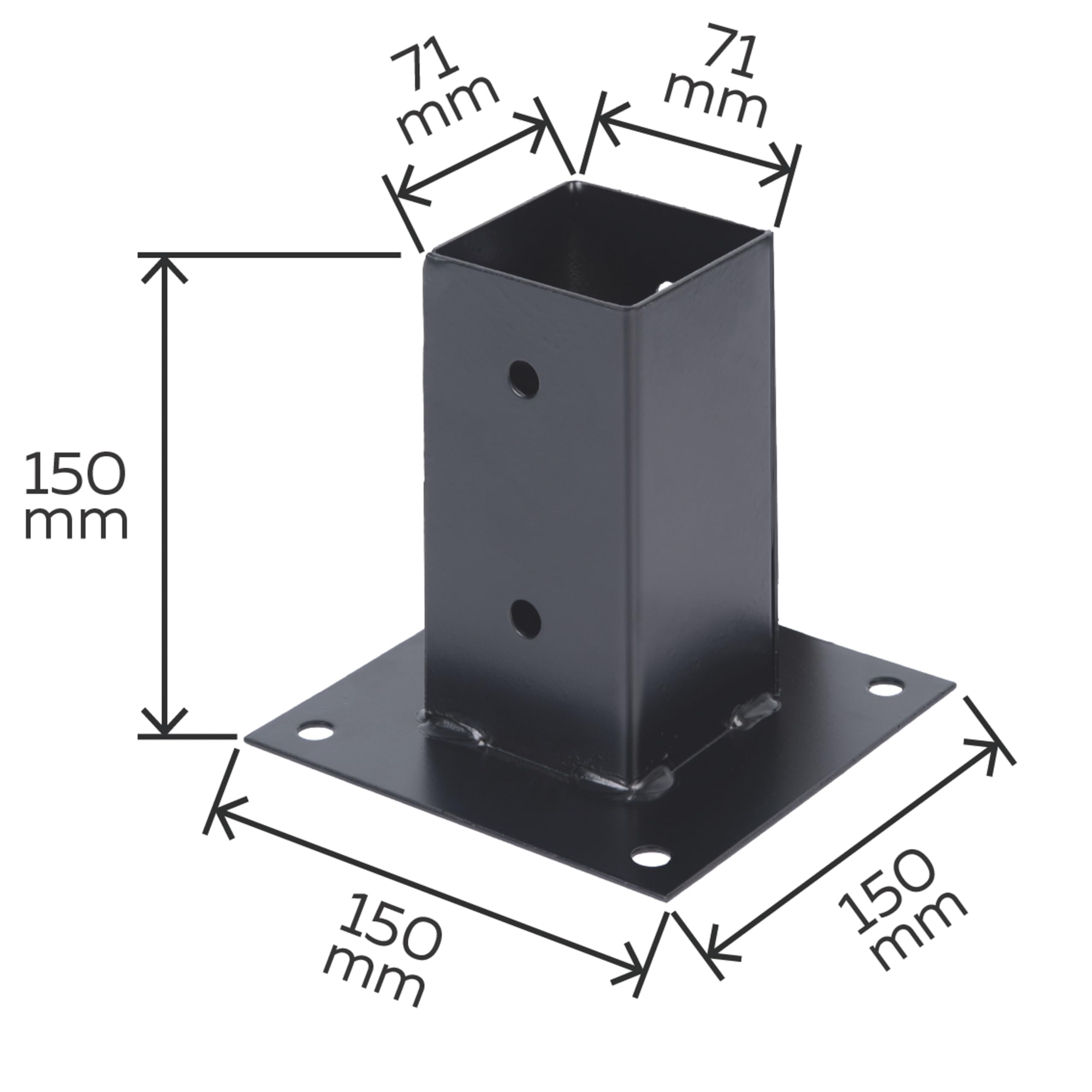 Alberts 825195 Ancre à visser - noire - plastifiée - 71 x 71 mm, Juego de 6