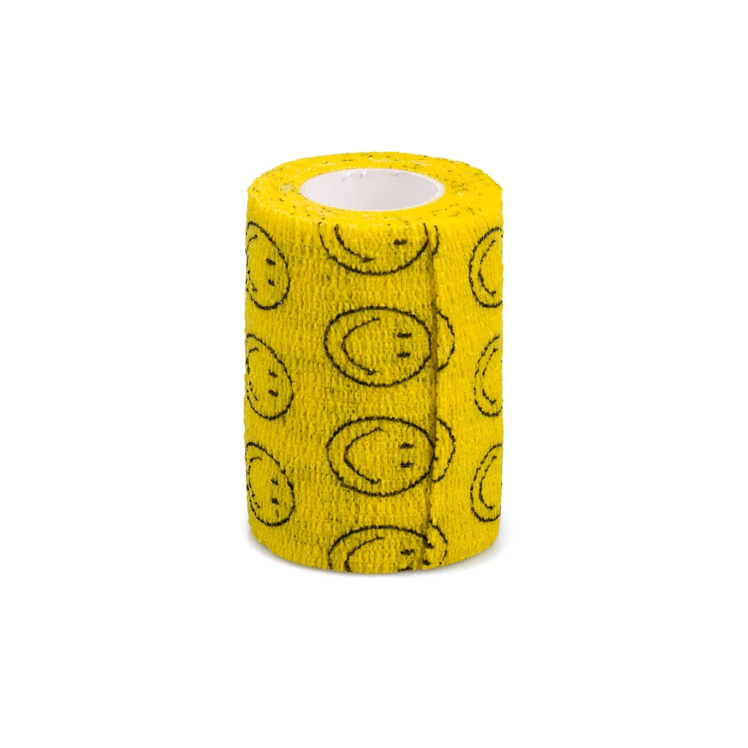 Fixierbinde | elastischer Fixierverband | kohäsive (selbsthaftende) elastische Binde | Breite: 7,5 cm | Smiley Symbol | Farbe: gelb | 24er Pack