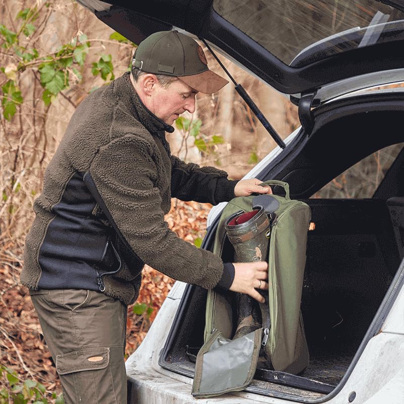 DJV Sac à bottes - Protection pratique pour bottes de chasse humides - Convient jusqu'à une hauteur de tige de 53 cm - Pliable de manière compacte - Filet de ventilation, anse de transport, fermeture