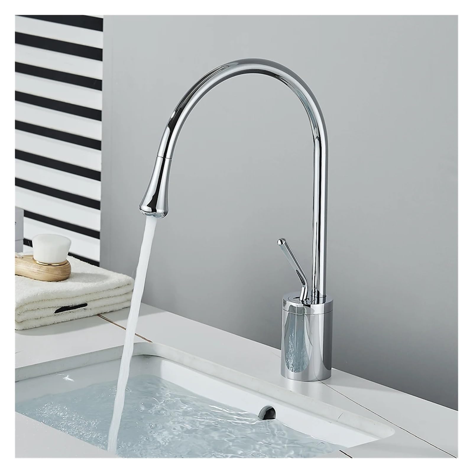 Robinet de lavabo pivotant anti-éclaboussures pour eau chaude/froide