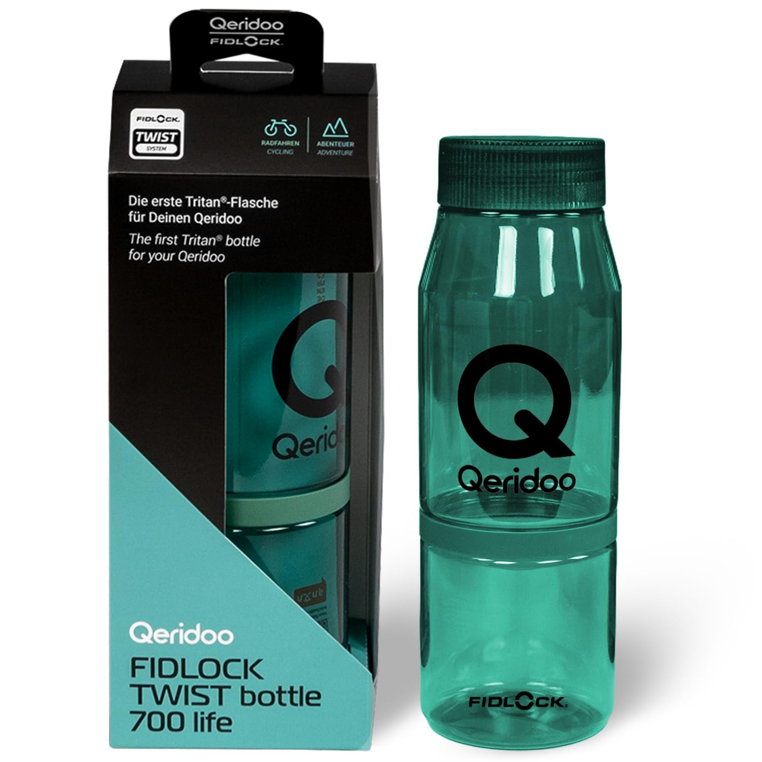 Fahrrad Trinkflasche 700 ml | Tritan® | Magnet-Halterung | Life Blue | Qeridoo Fidlock TWIST Bottle 700 Life Blue | Fahrrad Trinkflasche 700 ml aus Tritan® | Magnet-Halterung