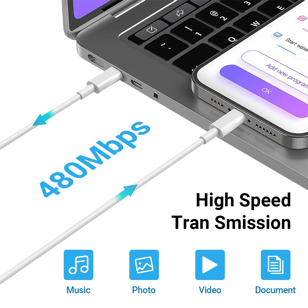 ZEYACHAN Cavo USB C 2M [Certificato MFi] 2 Pack Rapida Tipo C Cavetto Ricarica Caricatore Type C Cavo Caricabatterie Compatibile con Phone 14 13 12 Pro Max Mini/11/XS/X/8 Plus/2020 SE