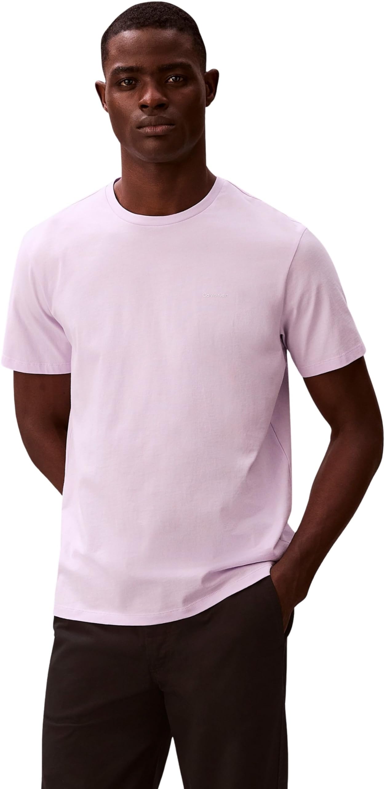 Calvin Klein Herren T-Shirt Kurzarm Micro Logo mit Rundhalsausschnitt, Violett (Island Lilac), XL