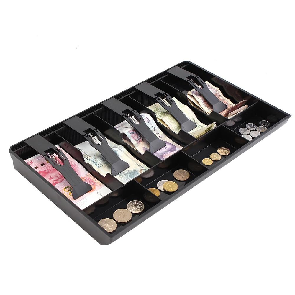 Zwerlin 5 Slot Case Drawer, Counter Case Plastic Case Cash Register Box Cashier Coin Drawer Box Cash Drawer Tray (40.4 x 24.5 x 3.6cm/15.91 x 9.65 x 1.42inch)-image-21