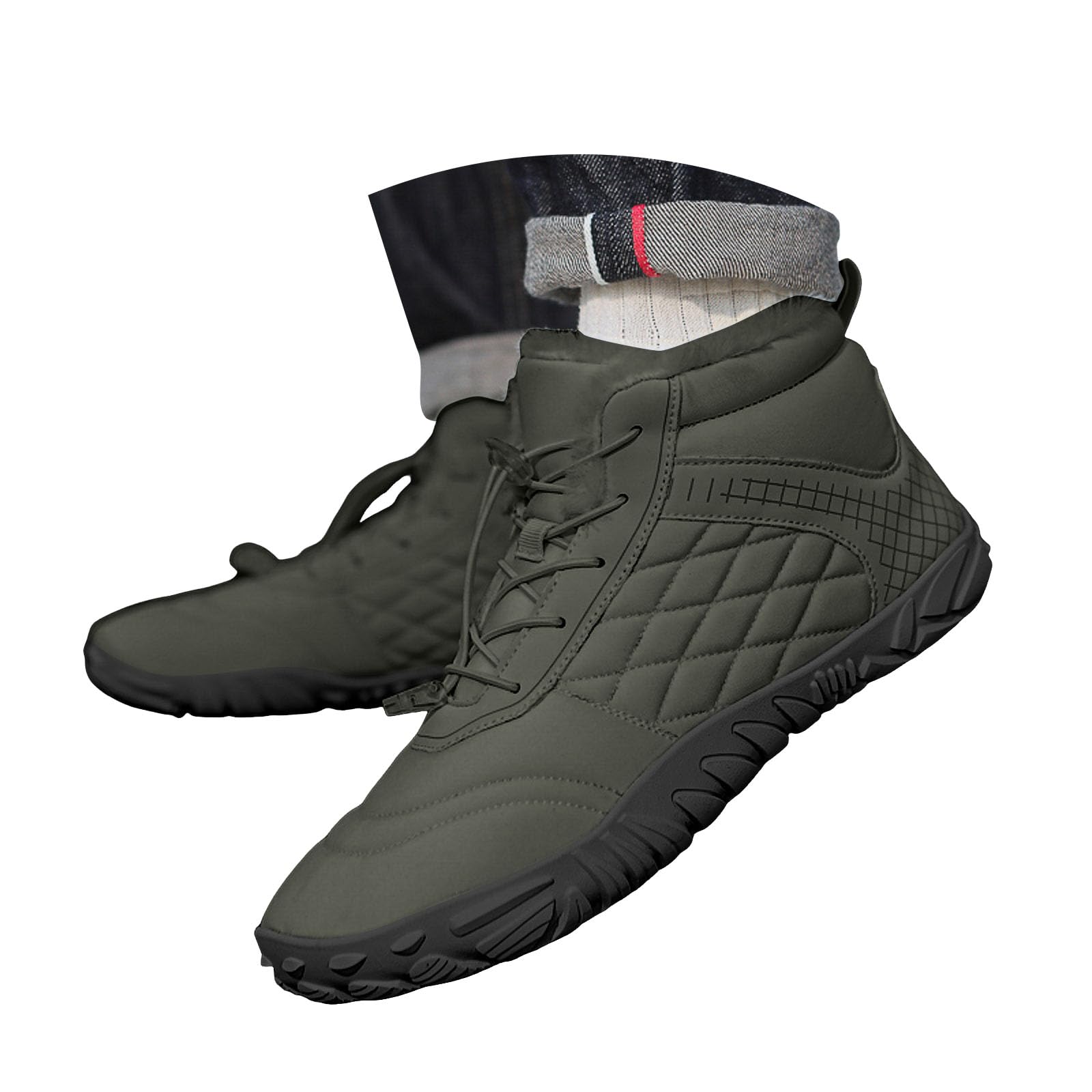 Winter Barefoot Boots Womens Mens Warm Zero Drop Snow Booties Slip On Footwear Warm Barefoot Booties Wide Toe