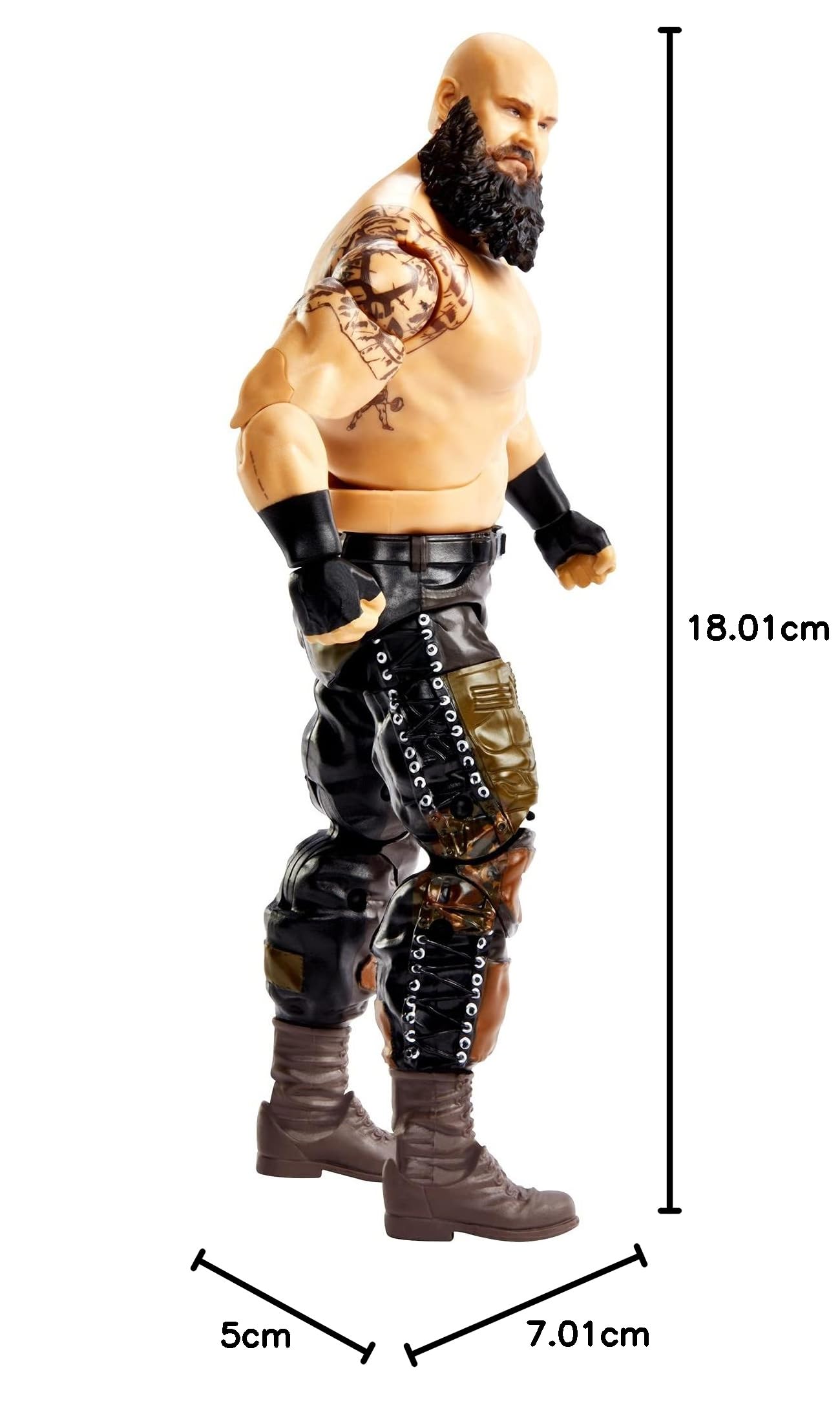 Figurka WWE GVB70 Braun Strowman Elite Collection, wysoka figurka 6 cali/15,24 cm zawiera Deluxe Articulation, detale True FX, wymienne dłonie i kultowe akcesoria, wielokolorowy